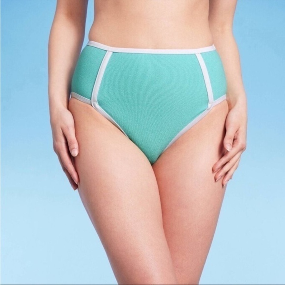 Kona Sol Turquoise Terry High Waisted Bikini Bottoms | NWT 14W